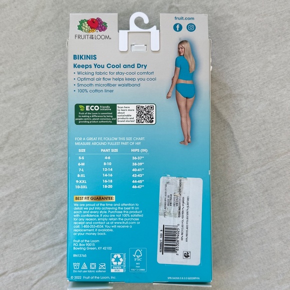 Fruit of the Loom Womens Breathable 6 Bikinis Tri Cool Comfort Underwear Sz 9 2X - Picture 7 of 11